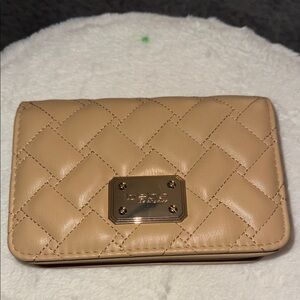 Bebe Beige Quilted Crossbody Bag